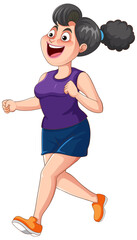 Wall Mural - Chubby Woman Running Exercise