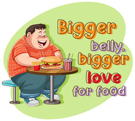 Sticker - Bigger belly bigger love for food icon