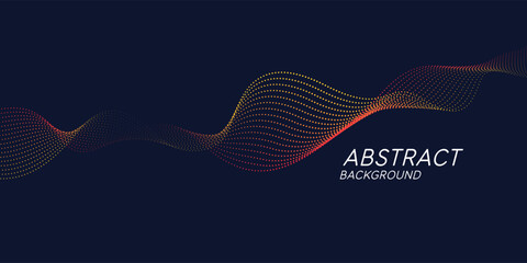 Poster - Vector abstract background with dynamic waves, line and particles.