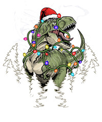 Wall Mural - T-REX XMASS TSHIRT DESIGN TRANSPARENT READY TO PRINT