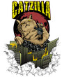 CATZILLA FUNNY CAT MONSTER TSHIRT DESIGN TRANSPARENT READY TO PRINT