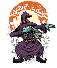 Wall Mural - WITCH HALLOWEEN TSHIRT DESIGN TRANSPARENT READY TO PRINT