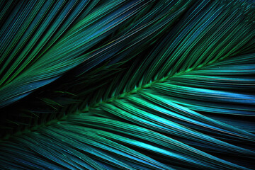  Abstract texture background, detail of dark palm leaf , Generative AI