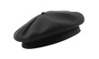 Black french cap beret side view isolated on transparent or white background, png