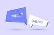 Two volume speech bubbles with quarreling symbols. Swearing censored concept in cyberspace and online communication. Internet bullying and insult.