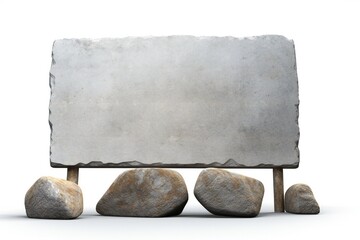 Wall Mural - empty stone signboard on white background generative ai