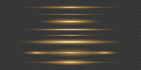 Wall Mural - gold horizontal lens flare collection on transparent background