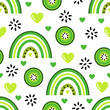 Vector seamless pattern with summer rainbow stylized kiwi. Great for home decor, packaging, paper packaging, fashion design, textiles