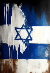 Wall Mural - National Flag of Israel background with a distressed vintage weathered effect with the Israeli Star of David  computer Generative AI stock illustration image