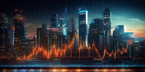 Business digital graph chart in stock trade market. Generative Ai