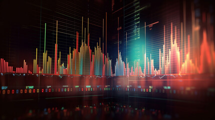 Sticker - Business digital graph chart in stock trade market. Generative Ai