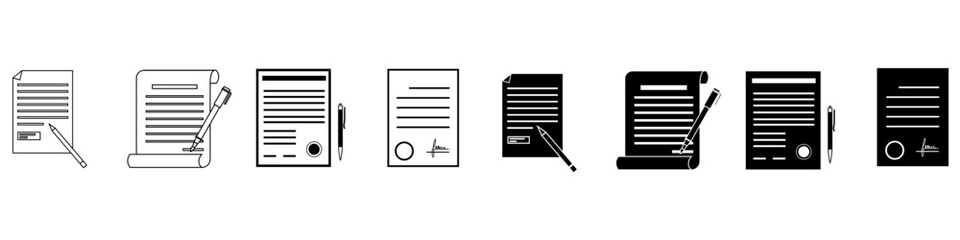 Fototapete - Contract icon vector set. document illustration sign collection. deal symbol.