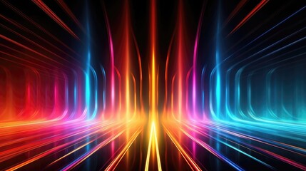 Canvas Print - Abstract background with colorful glowing neon light and light trails. Generative AI