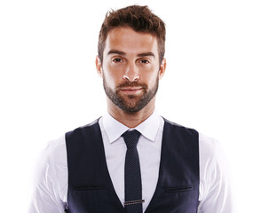 Wall Mural - Isolated young business man, portrait and fashion with confidence, handsome and transparent png background. Businessman, entrepreneur or model with professional aesthetic, corporate style and clothes