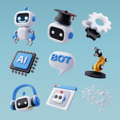3d Vector icon of AI in science and business, Technology and engineering concept.