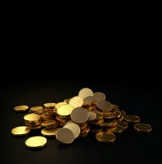 Poster - Gold coins banner. Generate Ai