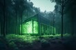 Green data center in forest. Generate Ai