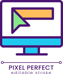 Sticker - Website address pixel perfect RGB color icon. Business online. Searching engine. Seeking information. Isolated vector illustration. Simple filled line drawing. Editable stroke. Poppins font used