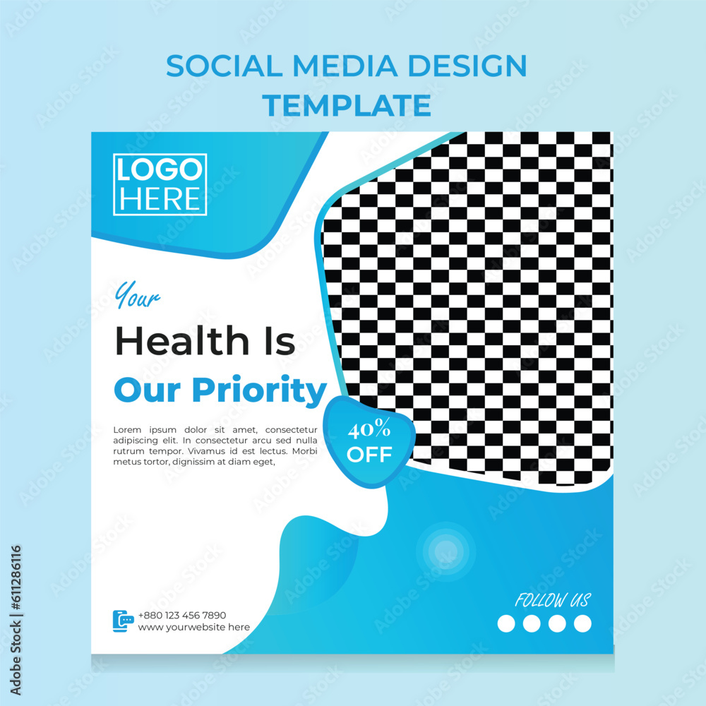 medical healthcare social media post design for hospital clinic and ...