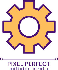 Poster - Cogwheel pixel perfect RGB color icon. Technology and settings. Business development. Equipment. Isolated vector illustration. Simple filled line drawing. Editable stroke. Poppins font used