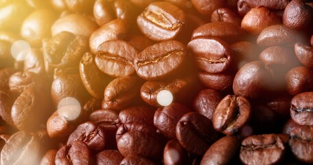 Poster - Roasted aroma coffee beans background