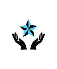 Sticker - hand holding star icon, vector best flat icon.