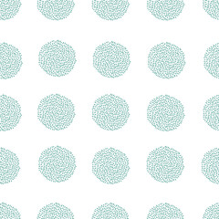 Wall Mural - Vector seamless pattern pompom in rows in pastel blue on white background. Party or Birthday baby repeating pattern. Pon pon pom. Baby shower boy.