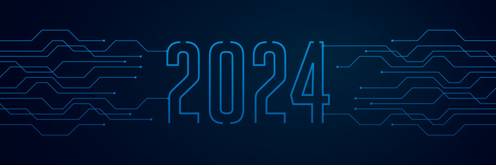 Aufkleber - circuit board electronics digital technology banner 2024 blue