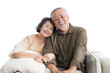 Asian senior couple smiling at the camera. Family mature couple portrait isolated white background, remove background