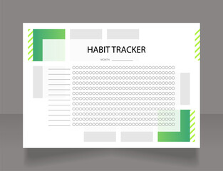 Wall Mural - Nutrition habit tracker worksheet design template. Printable goal setting sheet. Editable time management sample. Scheduling page for organizing personal tasks. Montserrat font used