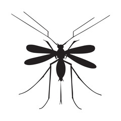 Sticker - Mosquito Vector Silhouette Illustration, Flat Vector Silhouette Clipart.