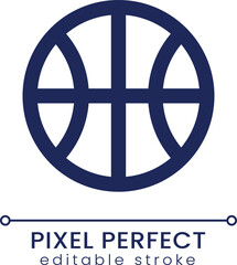 Sticker - Basketball match pixel perfect linear ui icon. Team game competition. Sports equipment. GUI, UX design. Outline isolated user interface element for app and web. Editable stroke. Poppins font used