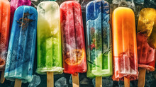 Vibrant colorful ice pops in the summertime