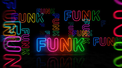 Poster - Funk music music neon light 3d illustration