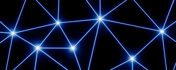 Aufkleber - Big data and cybersecurity. Neural network and cloud technologies. Global database and artificial intelligence. Blue, Bright, colorful background. 3d rendering.