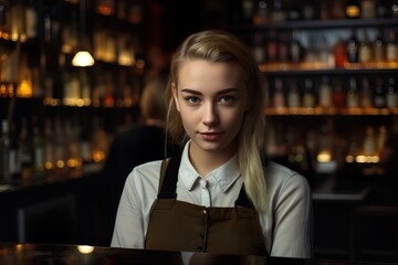 Wall Mural - small business woman and service concept in the bar. Image ai generate. Generative AI