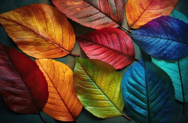 A lot of colorful leaves in the style of naturalistic tones. Generative AI