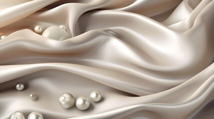Wall Mural - Luxurious pearl veil, silk and foil enchantment