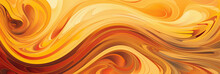 A Psychedelic Orange And Yellow Abstract Backdrop Wavelike Curves, Banner, Generative AI