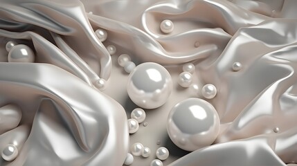 Wall Mural - Serene pearl infusion, silk and foil delicacy
