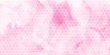 Hexagon Grid Isolated On Pink Grunge Background. Honeycomb Vector Background