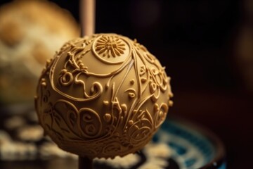 Canvas Print - close-up of delicious cake pop with intricate design and tempting flavor, created with generative ai