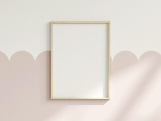 blank portrait frame on the wall, girl room interior frame mockup, print mockup, baby room mockup, k
