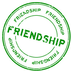 Poster - Grunge green friendship word round rubber seal stamp on white background