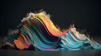 Sticker - Abstract paint dance, energetic colorful waves