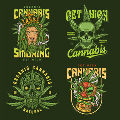 Sticker - Smoking cannabis colorful set poster