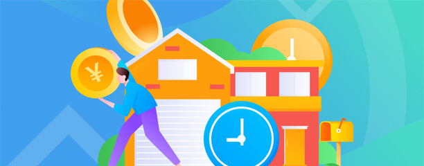 Home loan flat vector concept operation illustration
