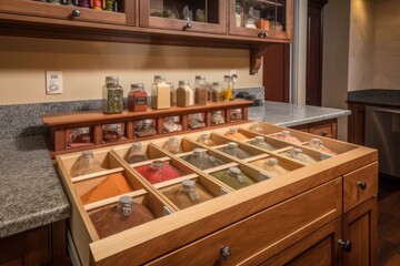 Sticker - custom-built cooking station with a variety of spices and seasonings, perfect for experimenting, created with generative ai