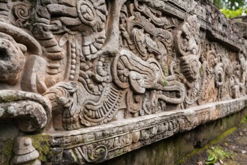 Canvas Print - close-up of ancient stone carving, with intricate details visible, created with generative ai