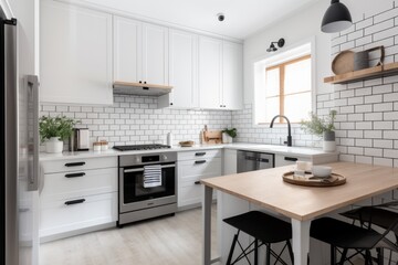 Wall Mural - minimalist kitchen, with sleek and modern appliances and minimal decor, created with generative ai